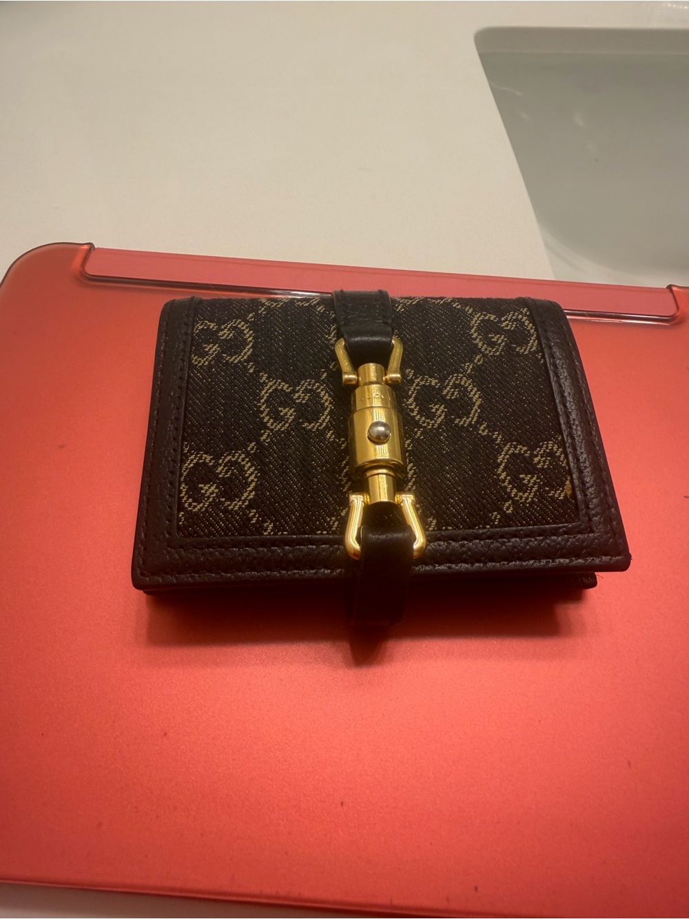 Gucci Jackie 1961 Black Denim Bifold Wallet - Like New